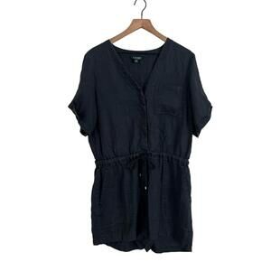 Lauren Ralph Lauren‎ Romper Navy 100% Linen Minimalist Casual